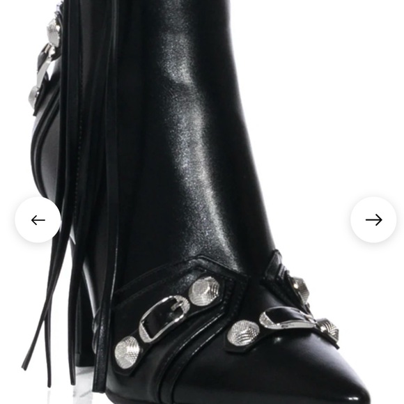 Sleek Black Ankle Boots with Silver Details - Picture 2 of 10